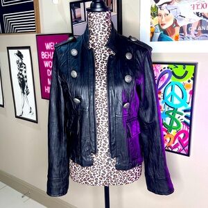 Bebe Black Leather Moto Jacket - Small